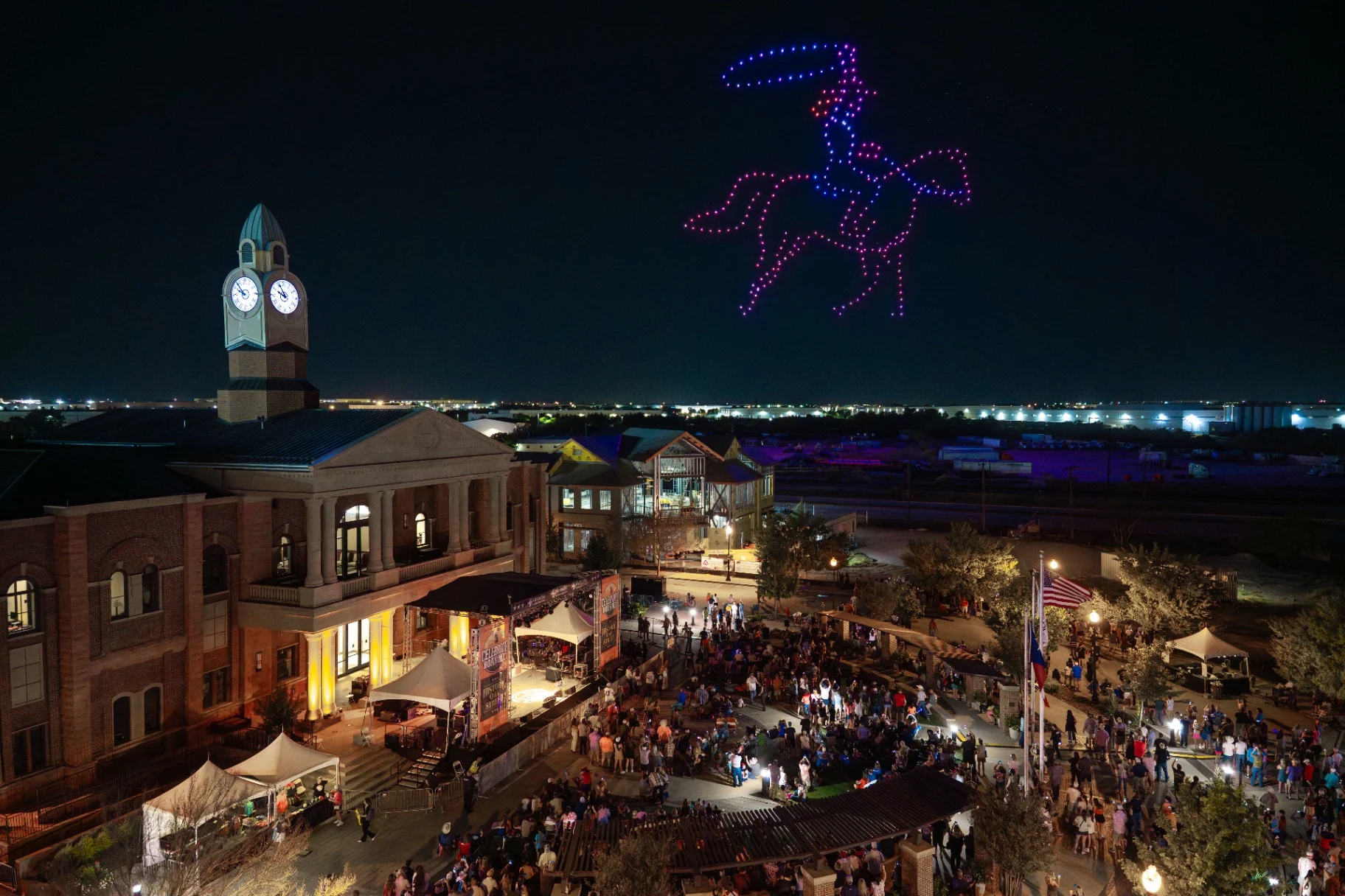 Drone show above the town hall